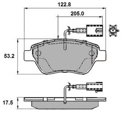 Гальмівні колодки пер. Doblo 01- (Bosch) (122.8x53.6) з датчиком FIAT арт. NP2142