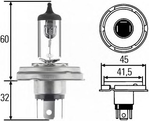 HELLA H4 12V 60/55W Автолампа NARVA арт. 8GJ004173121