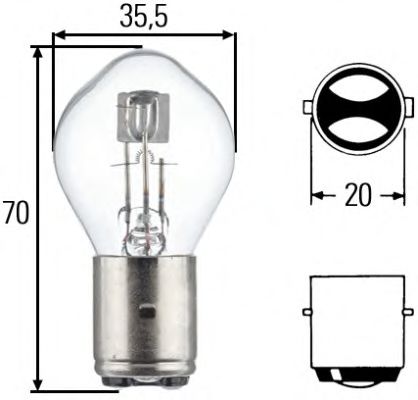 Лампа галогенная S2 12V 45/40W BA20d