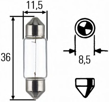 HELLA C5W 12V 5W автолампа пальчикова (36мм) OSRAM арт. 8GM002092121