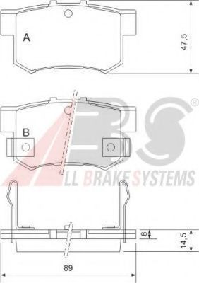 Гальмівні колодки зад. Civic 98-/Accord 90-03 (Akebono) (47,8x88,9x14,5) ASHIKA арт. 36757