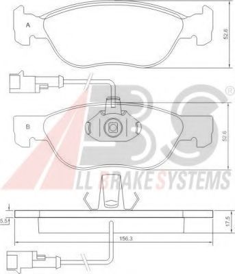 Гальмівні колодки пер. Fiat Bravo/Marea 96-02 (ATE) (156,3x52,6x17,6) CIFAM арт. 36893