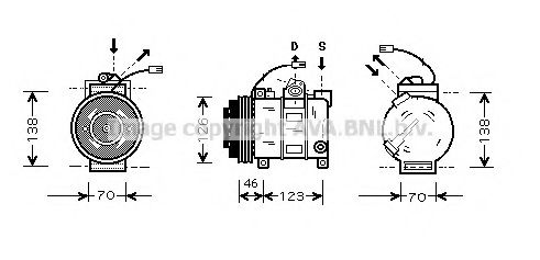 Компресор кондиціонера AUDI A6/SKODA SUPERB/VW PASSAT 1997-2.5 TDI (вир-во AVA)