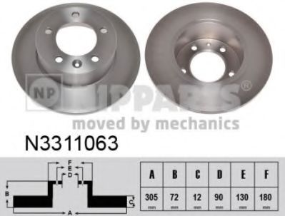 Диск гальмівний (задній) Renault Master/Opel Movano 10- (305х12) (FWD)N3311063 BOSCH арт. N3311063