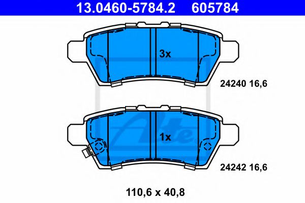 Гальмівні колодки, дискові BREMBO арт. 13046057842