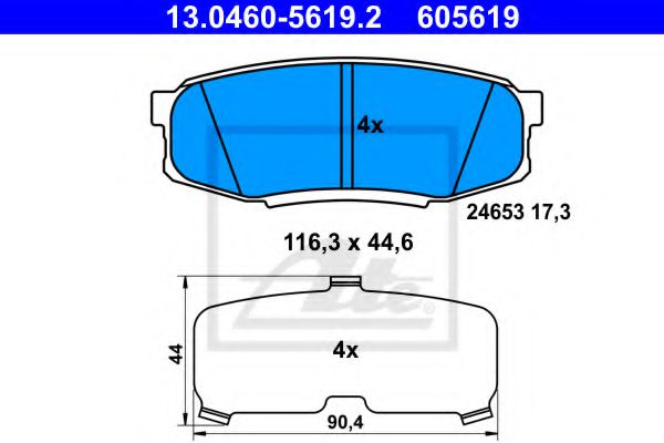 Комплект гальмівних колодок TOKO CARS арт. 13046056192