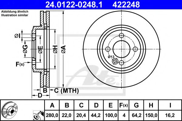 Диск гальмівний передній BLUEPRINT арт. 24012202481