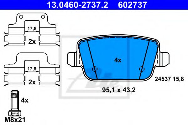 колодки гальмівні дискові, к-кт BREMBO арт. 13046027372