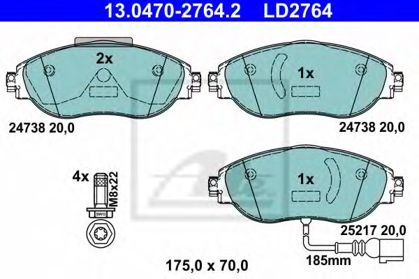 Гальмівні колодки, дискові BREMBO арт. 13047027642