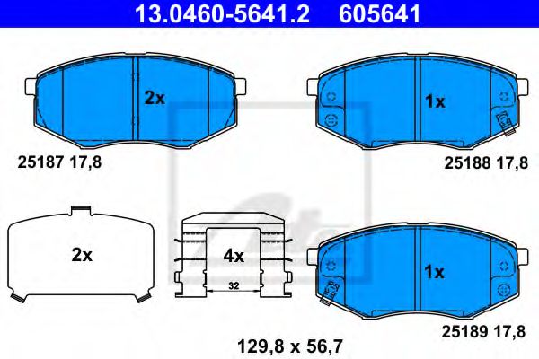 Колодки гальмівні дискові, к-кт HYUNDAI IX20 10- BLUEPRINT арт. 13046056412