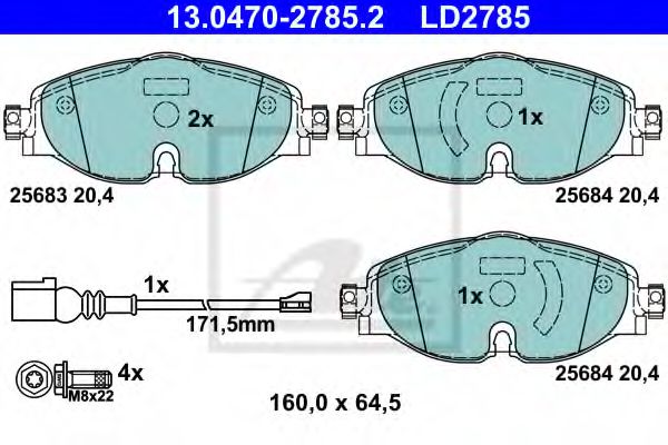 Гальмівні колодки, дискові BREMBO арт. 13047027852