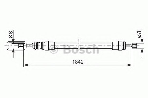 BOSCH PEUGEOT трос ручного гальма передн. 405 -96. ABS арт. 1987477422