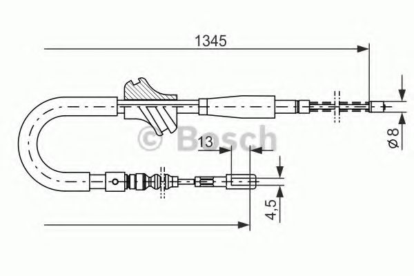 BOSCH AUDI трос ручн.гальма лів.AUDI 80/90 87- (бараб.) ABS арт. 1987482101