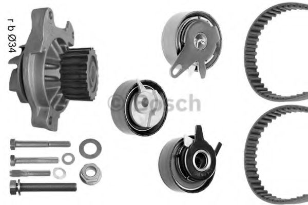 BOSCH К-кт. грм. (2шт ГРМ + 3шт ролики + помпа + кріплення) VW LT, T4 2.5 TDI BOSCH арт. 1987948873