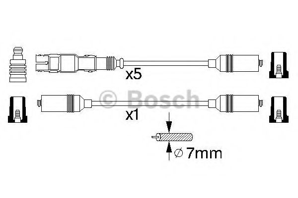 BOSCH B350 дроти високого напруги (6шт.) VW Sharan 2,0 95-00 SEAT Alhambra BERU арт. 0986356350