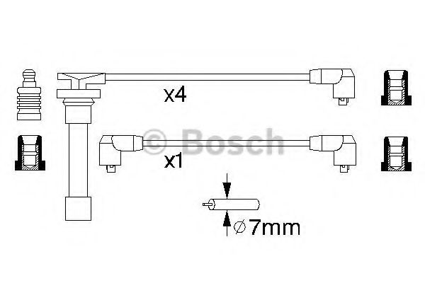 BOSCH B703 дроти високого напруги 5шт NISSAN Sunny 1,4/1,6 90-95, Primera 1,6 90-93 NGK арт. 0986356703