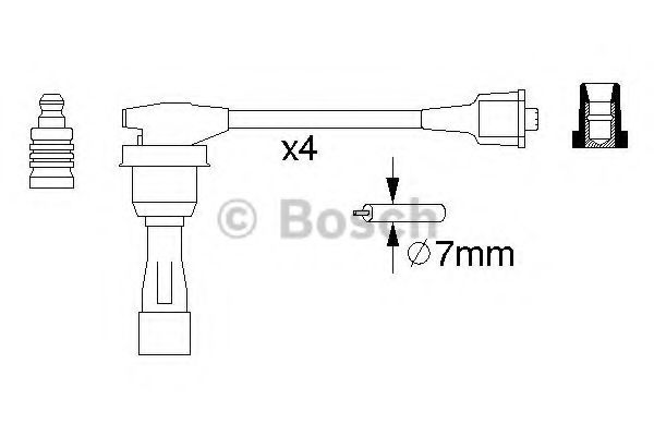 BOSCH B974 дроти високого напруги 4шт.HYUNDAI Elantra 1,6/1,8i, -95, Sonata 2,0i  -98, AUTOX арт. 0986356974