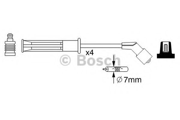 BOSCH дроти високовольтні 4шт. RENAULT Kangoo 1,4 97- Megane 1,6 96- BERU арт. 0986357255