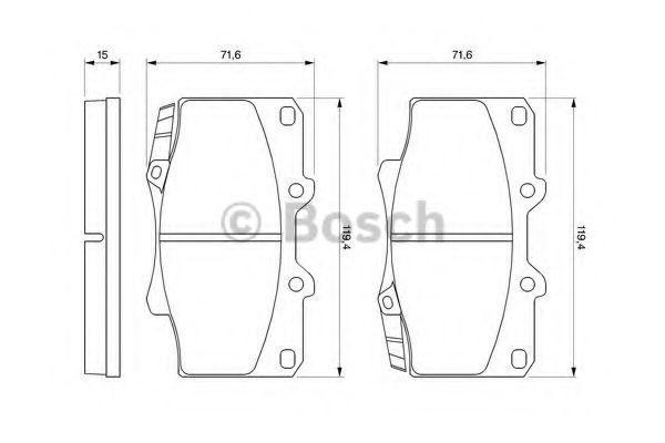 BOSCH TOYOTA колодки гальмівні передн. LANDCRUISER 90 BLUEPRINT арт. 0986424134