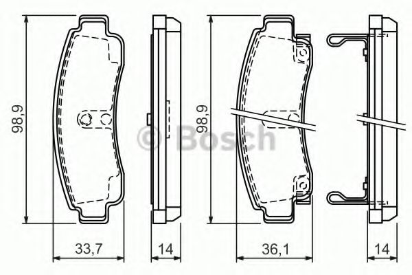 BOSCH NISSAN К-т гальмівних колодок задн.Sunny FEBIBILSTEIN арт. 0986424299