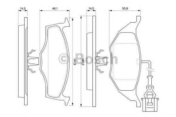 BOSCH гальмівні колодки перед. AUDI A2 1,2TDI  99-05  (з датчик.) ROADHOUSE арт. 0986424632