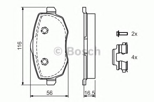 BOSCH FIAT гальмівні колодки передн. LANCIA YPSILON 1.2-1.4 03 ABS арт. 0986424792