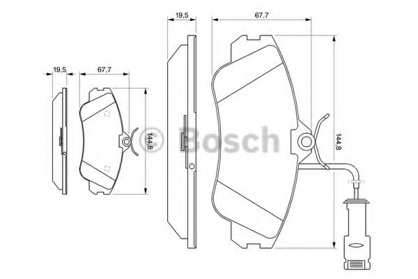 BOSCH гальмівні колодки диск. передн. (з датчик.) AUDI 80/100 ABE арт. 0986461115