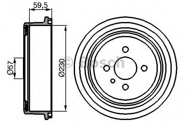 BOSCH OPEL гальмівний барабан задній Kadett, Record, Ascona, Combo (230*58,5) ABE арт. 0986477022