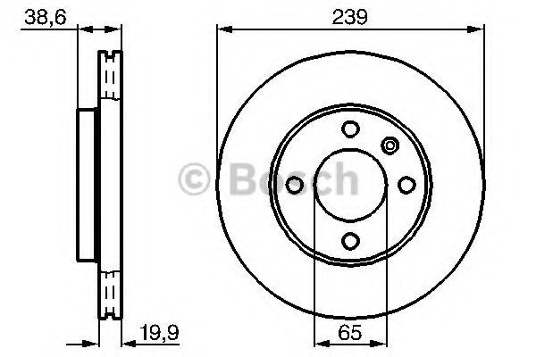 BOSCH диск гальмівний перед.(вентил.) AUDI 80  -87 VW Golf 2/3, Passat  -88 (239*20) REMSA арт. 0986478017