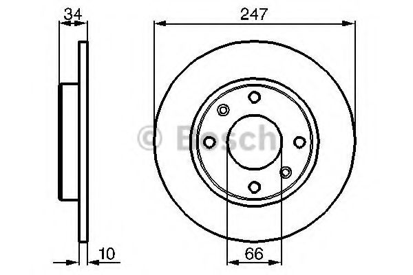 BOSCH PEUGEOT диск гальмівний передній 205,309,ZX ROADHOUSE арт. 0986478046