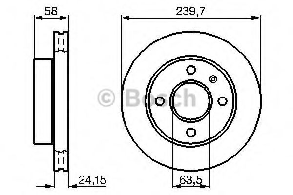 BOSCH диск гальм.передн.вентил.FORD Orion,Escort,Fiesta (239,7*24,1) ABE арт. 0986478148