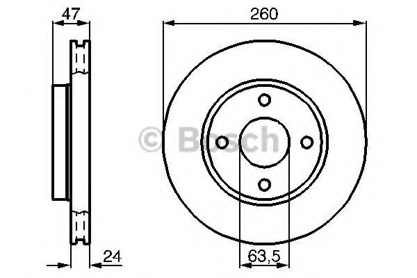 BOSCH гальмівний диск передн. FORD Mondeo -2000 Scorpio -98 (260*24) FEBIBILSTEIN арт. 0986478170