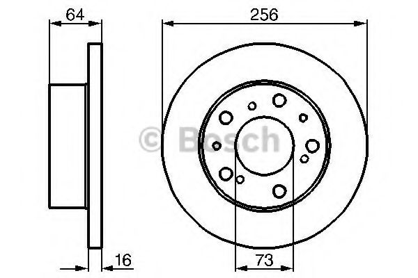 BOSCH диск гальмівний перед. FIAT Ducato 81-94 CITROEN PEUGEOT (256*16) TOKO CARS арт. 0986478200