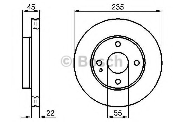 BOSCH диск гальмівний передній MAZDA 323 1,6 16V 89-98 FERODO арт. 0986478219