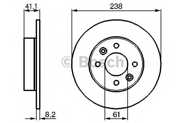 BOSCH диск гальмівний передній RENAULT R 5911 238X8 ABE арт. 0986478273