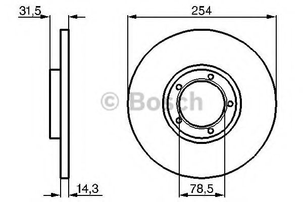 BOSCH FORD диск гальмівний передн. TRANSIT 86- 254 14,3 12.9 METELLI арт. 0986478345