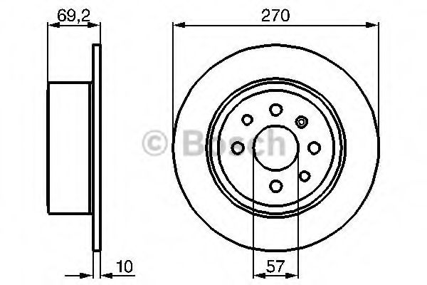 BOSCH OPEL диск гальмівний задній VECTRA 95- 270 10 8 ROADHOUSE арт. 0986478420