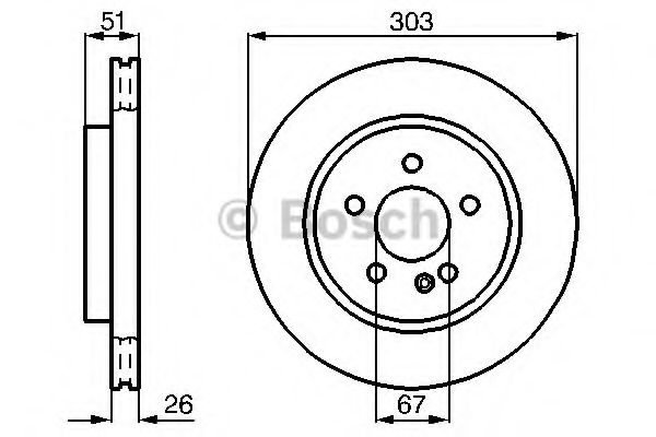 BOSCH диск гальмівний перед. (вентил.) DB W163 (ML-klasse)  (303*26) TRW арт. 0986478468