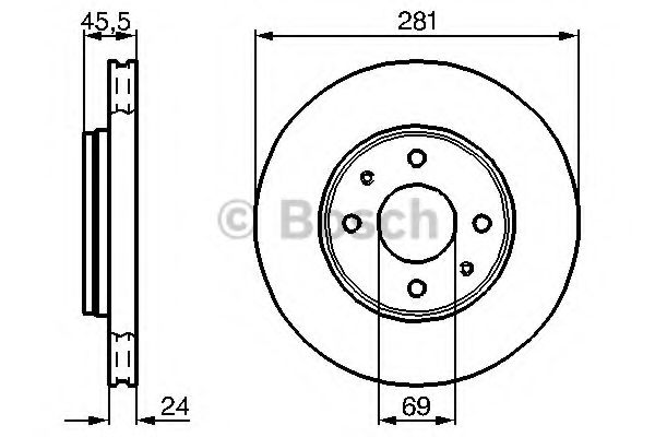 BOSCH VOLVO диск гальмівний S40, V40 -04 Mitsubishi Carisma 98- ABE арт. 0986478493