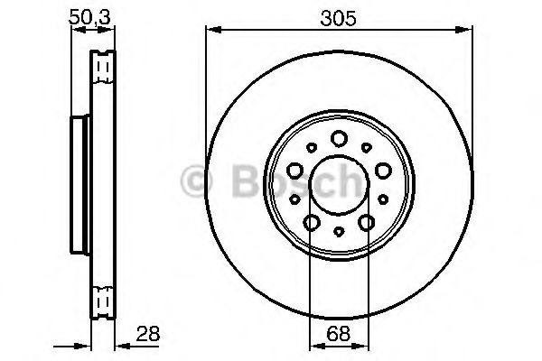 BOSCH VOLVO диск гальмівний передній S80 2.0I-2.9I 98- ABS арт. 0986478494