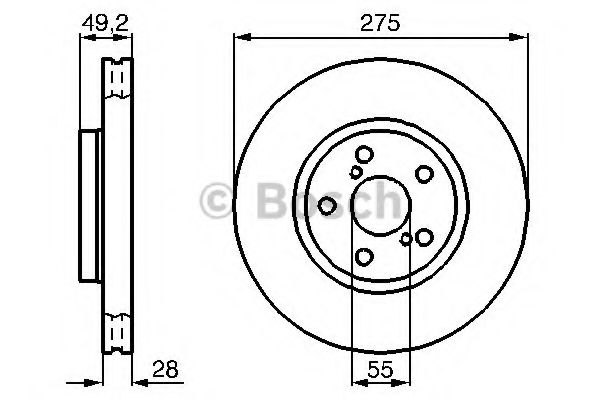 BOSCH TOYOTA гальмівний диск передн. Avensis 1.6-2.0 97- BLUEPRINT арт. 0986478583