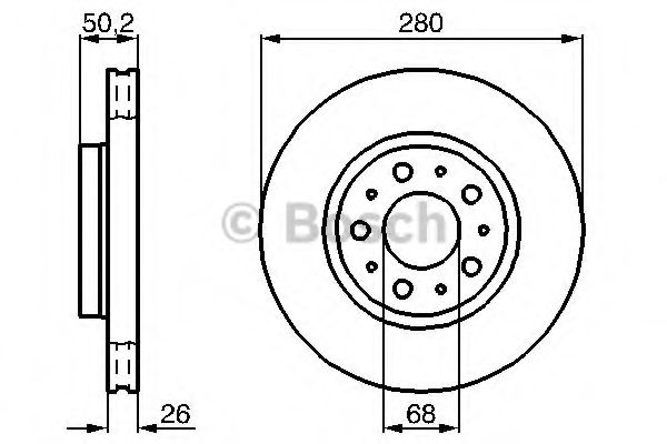 BOSCH VOLVO диск гальмівний передній 850 94- 280 26 23 DELPHI арт. 0986478603