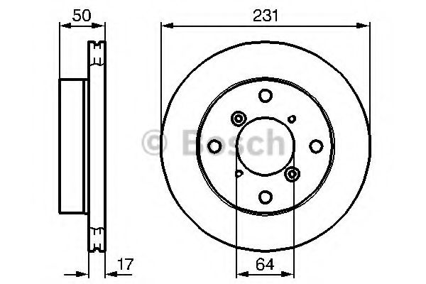 BOSCH SUZUKI диск гальмівний передн.Alto,Swift 89-,Subaru FEBIBILSTEIN арт. 0986478721