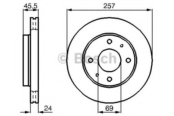 BOSCH диск гальмівний передній HYUNDAI Sonata , Lantra - 96- (257*24) COMLINE арт. 0986478774