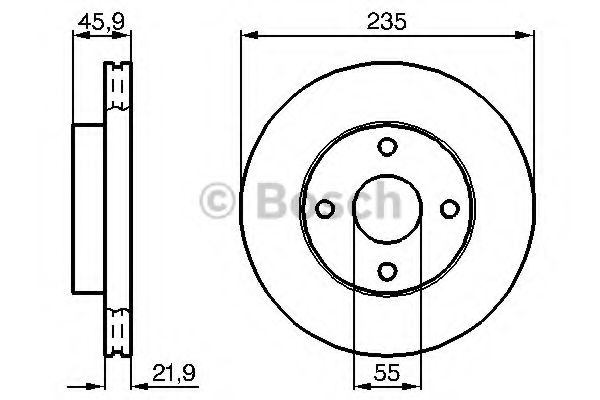 BOSCH диск гальмівний передній MAZDA 323 1,6 16V 89-01 TOKO CARS арт. 0986478787