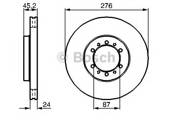 BOSCH гальмівний диск передн. MITSUBISHI Pajero 90 - (276*24) HELLAPAGID арт. 0986478844