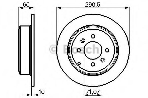 BOSCH диск гальмівний задній PEUGEOT 406 290X10 COMLINE арт. 0986478877