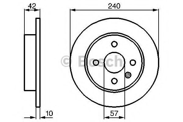 BOSCH OPEL диск гальмівний задн. Astra G/H (240*10) (4-відв.) ABE арт. 0986478882