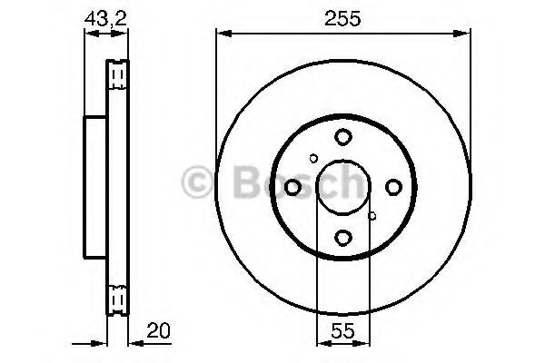 BOSCH TOYOTA гальмівний диск передн.Yaris  00-05 ABS арт. 0986479012