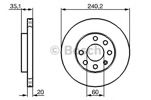 BOSCH гальмівний диск передн. вент. Opel Corsa 1.0 1.2 (240.2*20) REMSA арт. 0986479190